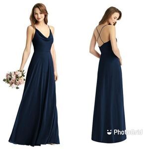Thread Women's Midnight Navy Cowl Neck Criss Croas Back Maxi Dress Size 12 TH015